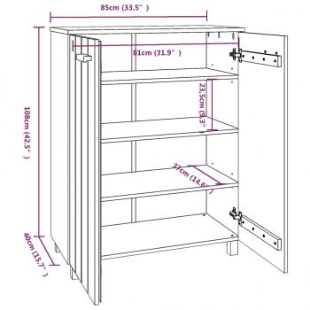 Schuhschrank HAMAR Honigbraun 85x40x108 cm Massivholz Kiefer