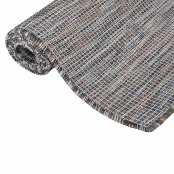 Outdoor-Teppich Flachgewebe 80x150 cm Braun und Blau