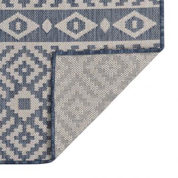 Outdoor-Teppich Flachgewebe 120x170 cm Blau Gestreift