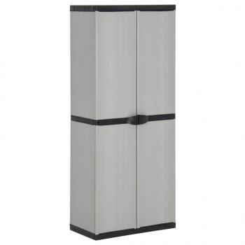 ARDEBO.de - Garten-Lagerschrank mit 3 Böden Grau & Schwarz 68x40x168 cm