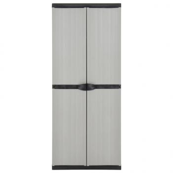 Garten-Lagerschrank mit 3 Böden Grau & Schwarz 68x40x168 cm