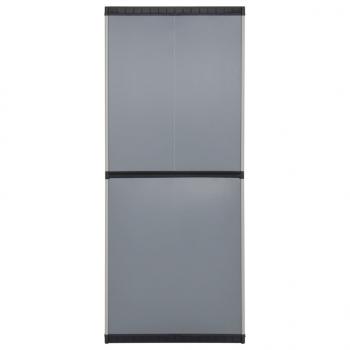 Garten-Lagerschrank mit 3 Böden Grau & Schwarz 68x40x168 cm