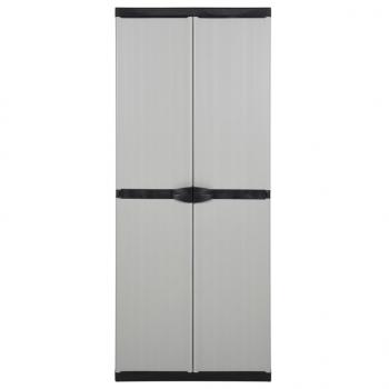 Garten-Lagerschrank mit 3 Böden Grau & Schwarz 68x40x168 cm