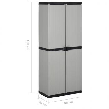 Garten-Lagerschrank mit 3 Böden Grau & Schwarz 68x40x168 cm