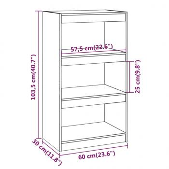 Bücherregal/Raumteiler Honigbraun 60x30x103,5 cm Kiefernholz