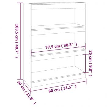 Bücherregal/Raumteiler 80x30x103,5 cm Massivholz Kiefer