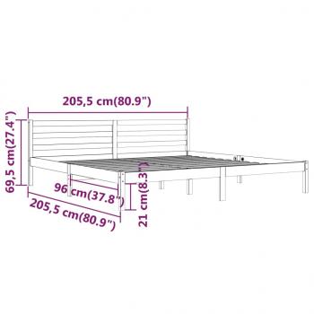 Massivholzbett Kiefer 200x200 cm Honigbraun