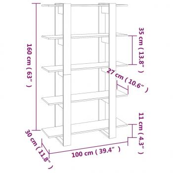 Bücherregal/Raumteiler Hochglanz-Weiß 100x30x160 cm