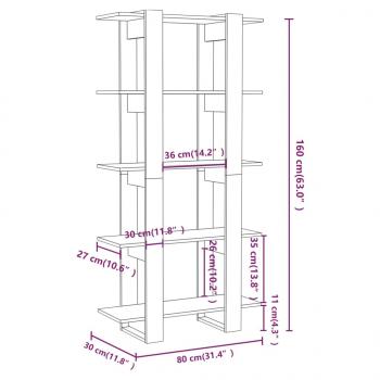 Bücherregal/Raumteiler Weiß 80x30x160 cm Holzwerkstoff