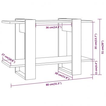 Bücherregal/Raumteiler Hochglanz-Weiß 80x30x51 cm