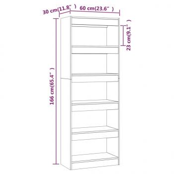 Bücherregal/Raumteiler Betongrau 60x30x166 cm Holzwerkstoff