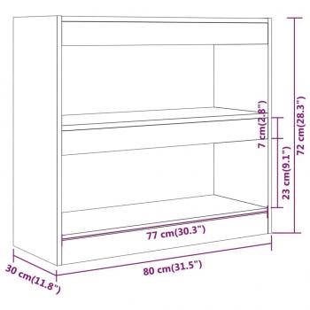 Bücherregal/Raumteiler Weiß 80x30x72 cm