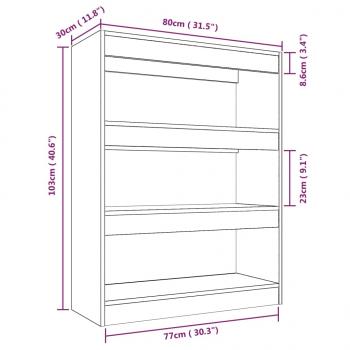 Bücherregal/Raumteiler Weiß 80x30x103 cm Holzwerkstoff