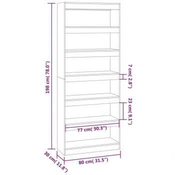 Bücherregal/Raumteiler Weiß 80x30x198 cm Holzwerkstoff