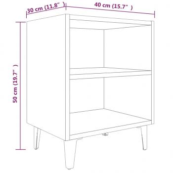 Nachttische mit Metallbeinen 2 Stk. Braun Eichen-Optik