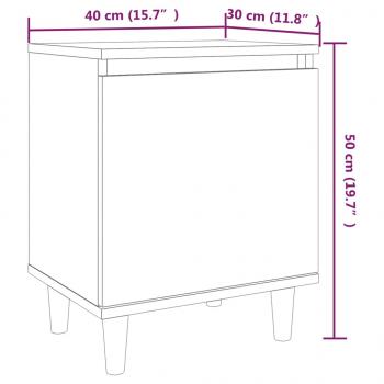 Nachttisch mit Massivholz-Beinen Räuchereiche 40x30x50 cm