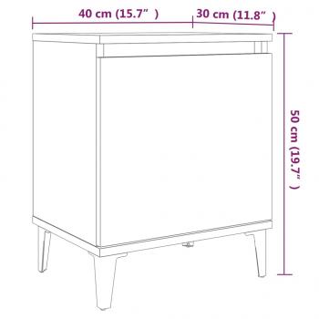 Nachttisch mit Metallbeinen Braun Eichen-Optik 40x30x50 cm