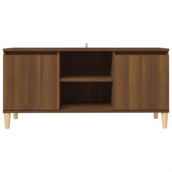 TV-Schrank Massivholz-Beine Braun Eichen-Optik 103,5x35x50 cm