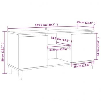 TV-Schrank Massivholz-Beine Braun Eichen-Optik 103,5x35x50 cm