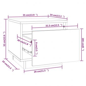 Nachttisch Schwarz 35x34x32 cm Massivholz Kiefer