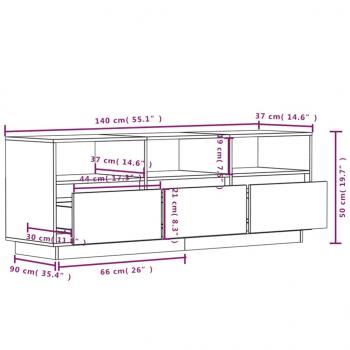 TV-Schrank 140x37x50 cm Massivholz Kiefer