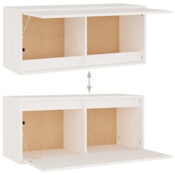 Wandschrank Weiß 80x30x35 cm Massivholz Kiefer