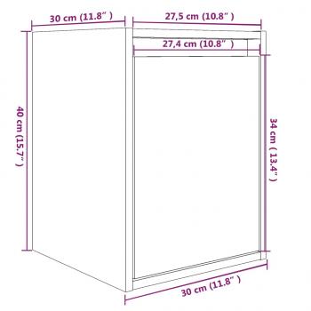 Wandschrank Grau 30x30x40 cm Massivholz Kiefer