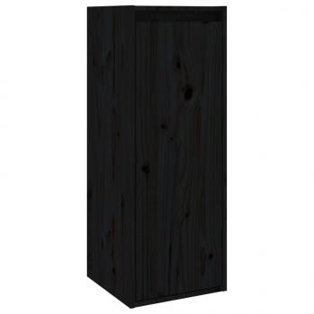 Wandschrank Schwarz 30x30x80 cm Massivholz Kiefer