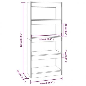 Bücherregal/Raumteiler Räuchereiche 60x30x135 cm Holzwerkstoff