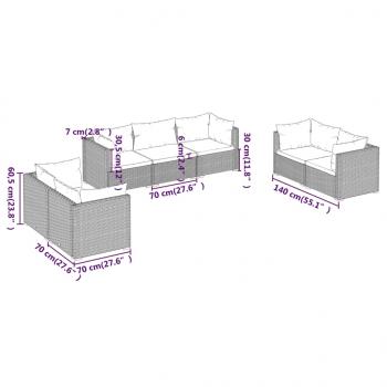 7-tlg. Garten-Lounge-Set mit Kissen Poly Rattan Braun