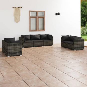 ARDEBO.de - 7-tlg. Garten-Lounge-Set mit Kissen Poly Rattan Grau