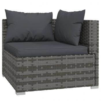 8-tlg. Garten-Lounge-Set mit Kissen Poly Rattan Grau