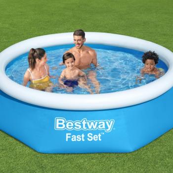 ARDEBO.de - Bestway Fast Set Aufblasbarer Swimmingpool Rund 244x66 cm