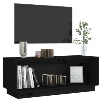 TV-Schrank Schwarz 90x35x35 cm Massivholz Kiefer