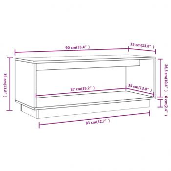 TV-Schrank Schwarz 90x35x35 cm Massivholz Kiefer