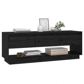 TV-Schrank Schwarz 110,5x34x40 cm Massivholz Kiefer