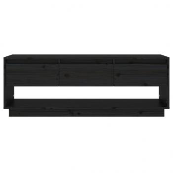 TV-Schrank Schwarz 110,5x34x40 cm Massivholz Kiefer