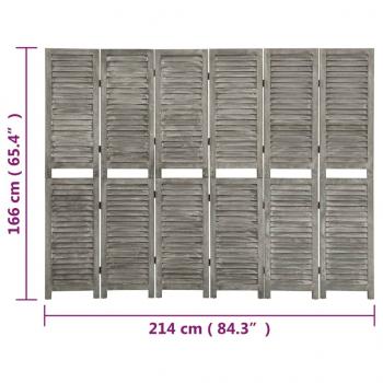 6-tlg. Raumteiler Grau 214x166 cm Massivholz