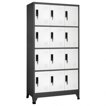 ARDEBO.de - Schließfachschrank Anthrazit und Weiß 90x45x180 cm Stahl