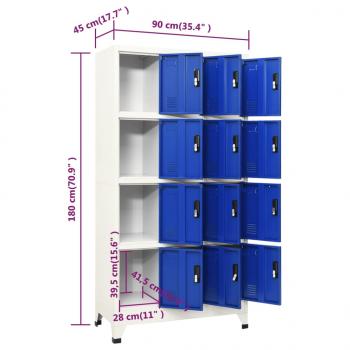 Schließfachschrank Grau und Blau 90x45x180 cm Stahl