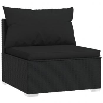 2-tlg. Garten-Lounge-Set mit Kissen Poly Rattan Schwarz