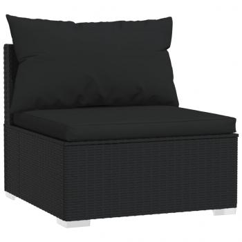 4-tlg. Garten-Lounge-Set mit Auflagen Poly Rattan Schwarz