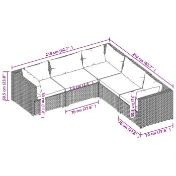 5-tlg. Garten-Lounge-Set mit Kissen Poly Rattan Schwarz