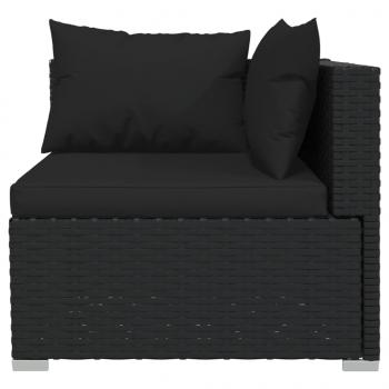 6-tlg. Garten-Lounge-Set mit Kissen Poly Rattan Schwarz