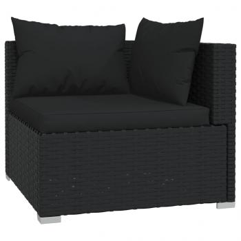 4-tlg. Garten-Lounge-Set mit Kissen Poly Rattan Schwarz