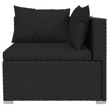 4-tlg. Garten-Lounge-Set mit Kissen Poly Rattan Schwarz