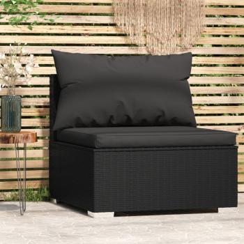 ARDEBO.de - Garten-Mittelsofa mit Kissen Schwarz Poly Rattan