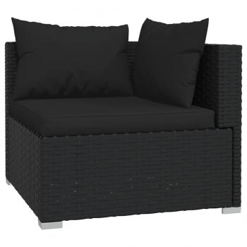 7-tlg. Garten-Lounge-Set mit Kissen Schwarz Poly Rattan