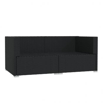 2-Sitzer-Sofa mit Kissen Schwarz Poly Rattan