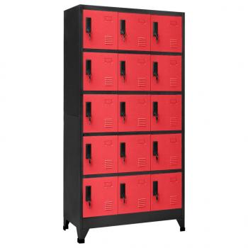 ARDEBO.de - Schließfachschrank Anthrazit und Rot 90x40x180 cm Stahl